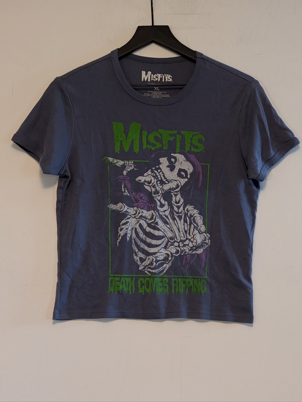 Misfits Death Comes Ripping Women’s XL Graphic Band Tee Skull Punk Shirt Gothic